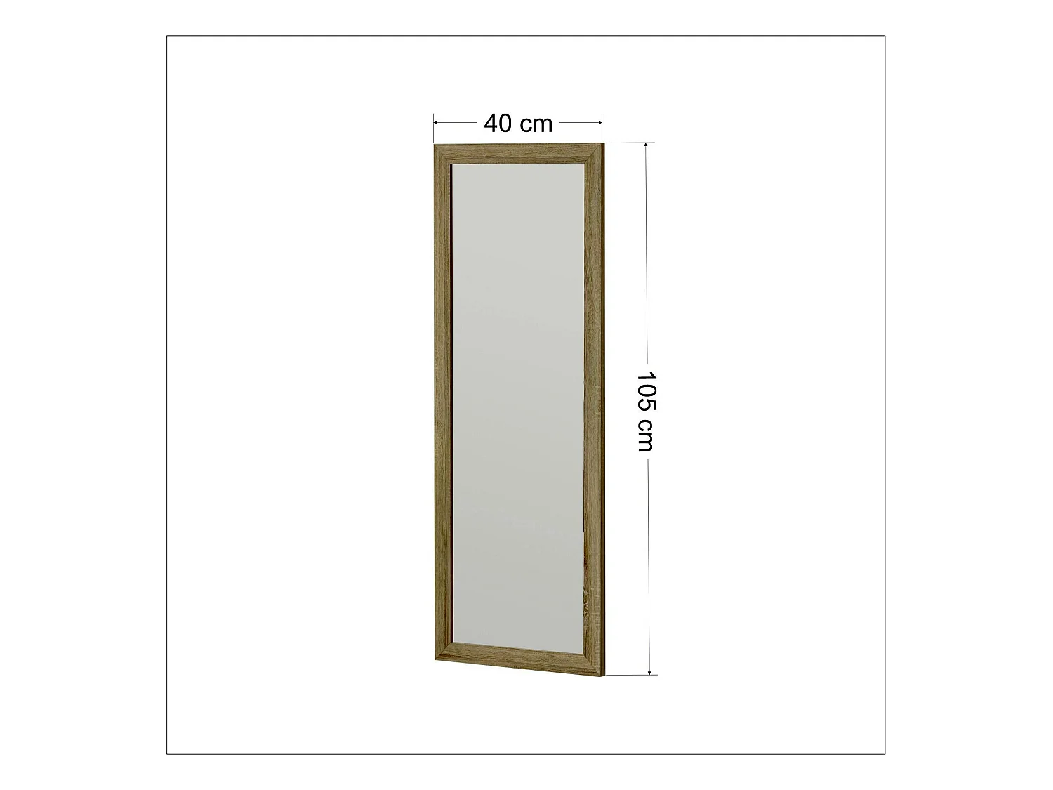 Miroir rectangulaire mural avec cadre effet bois 105 cm CODY