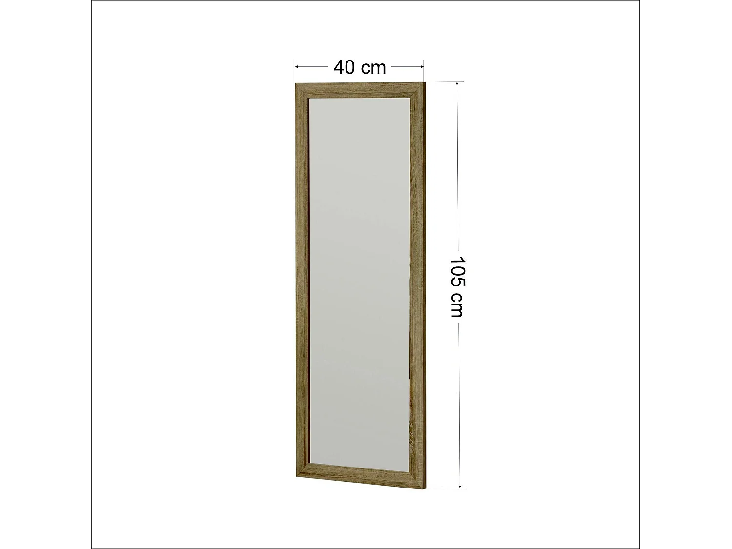 Miroir rectangulaire mural avec cadre effet bois 105 cm CODY