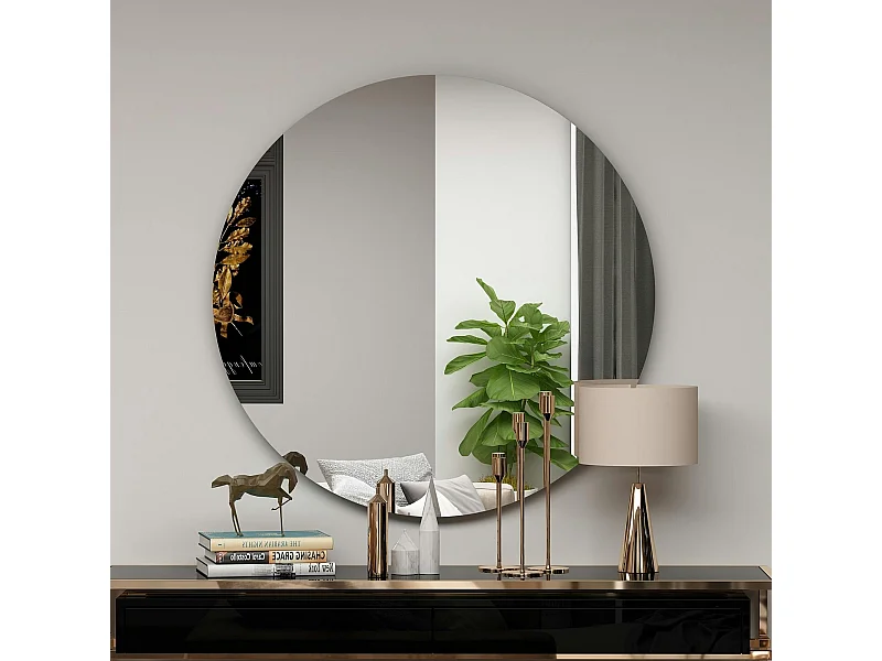 Miroir rond à bord noirØ70 cm - style moderne CODY