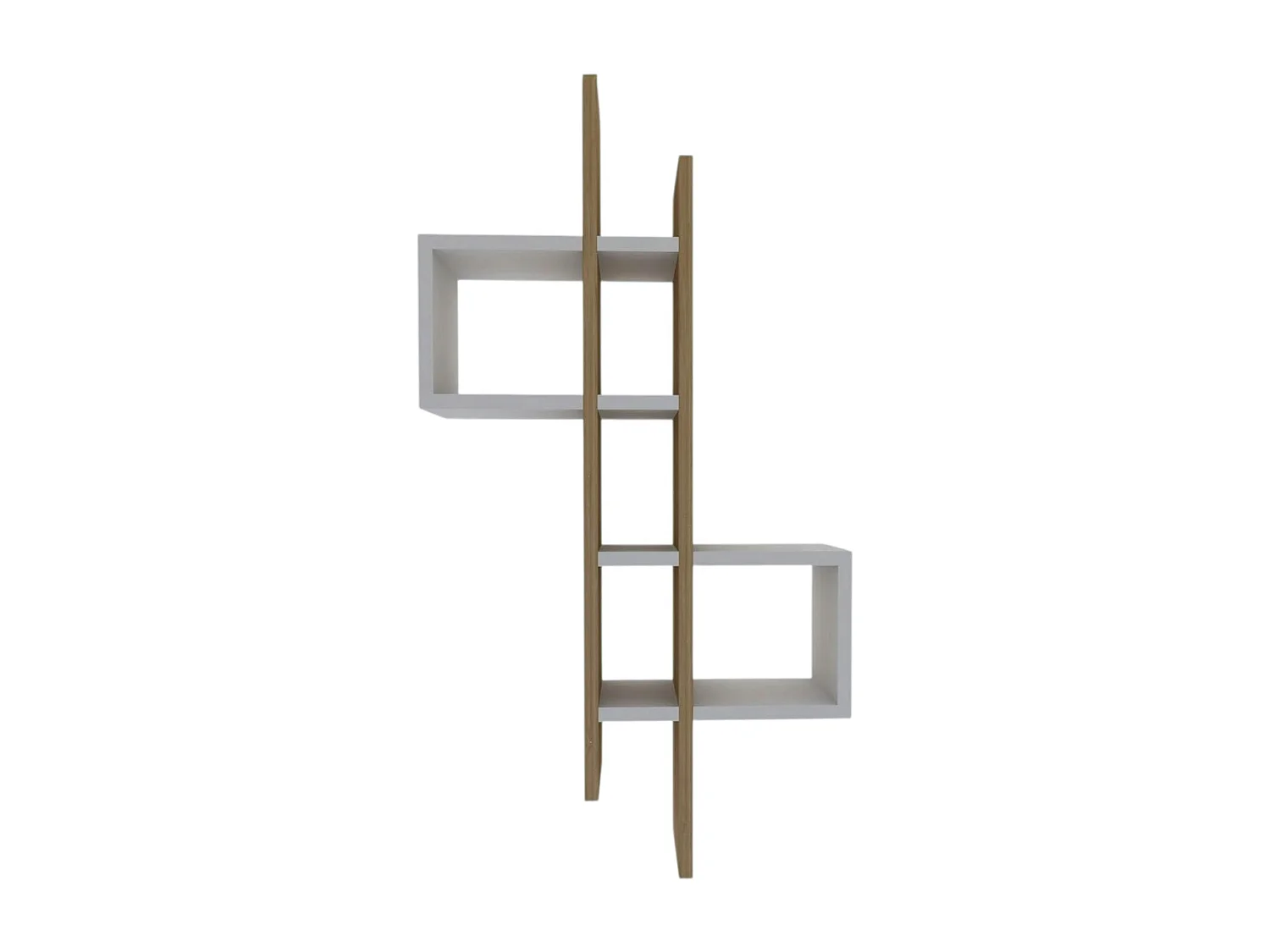 Etagère murale design bicolore, effet chêne et blanc MARFA