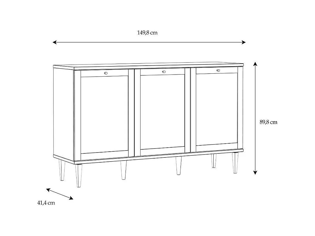 Aparador de salón-comedor de 89,8x149,8x41,4 cm con detalles en ratán en color beige Deka