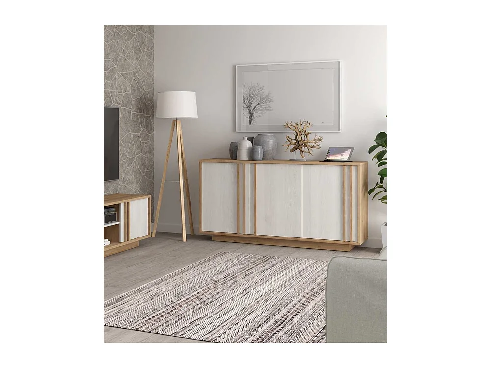Aparador de salón-comedor de 87x169,2x42 cm con 3 puertas y 6 espacios color blanco Sigrid