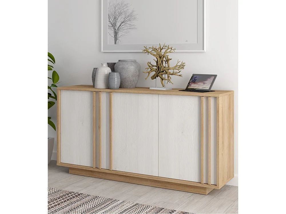 Aparador de salón-comedor de 87x169,2x42 cm con 3 puertas y 6 espacios color blanco Sigrid