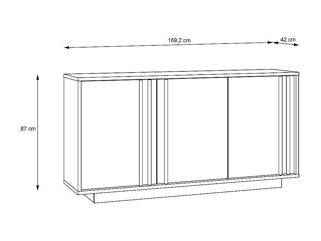 Aparador de salón-comedor de 87x169,2x42 cm con 3 puertas y 6 espacios color blanco Sigrid