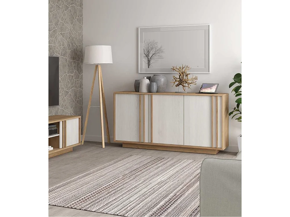 Aparador de salón-comedor de 87x169,2x42 cm con 3 puertas y 6 espacios color blanco Sigrid