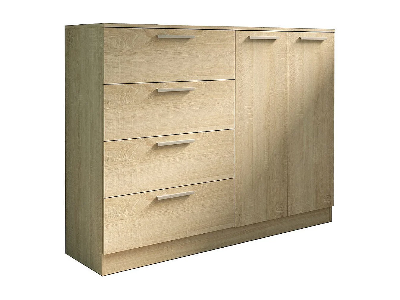 Cómoda de 4 cajones y 2 puertas de 120x120x43 cm en madera aglomerada en color beige Cube