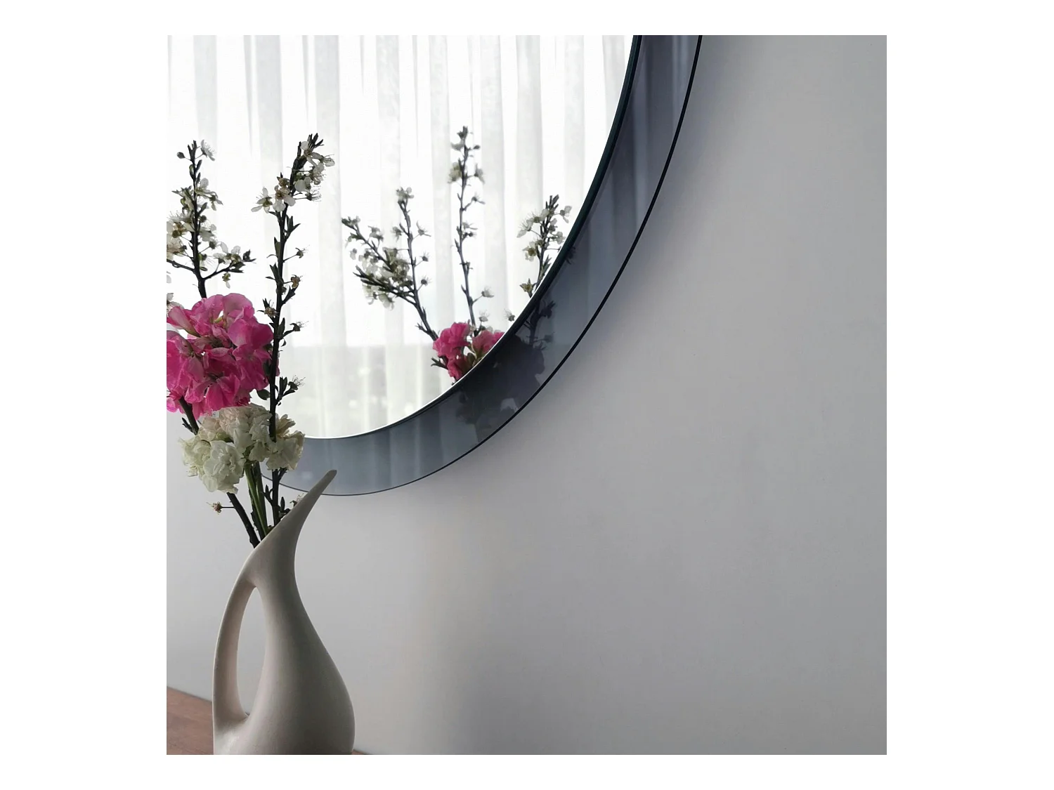 Miroir rond moderne cadre verre fumé Ø65 cm CODY