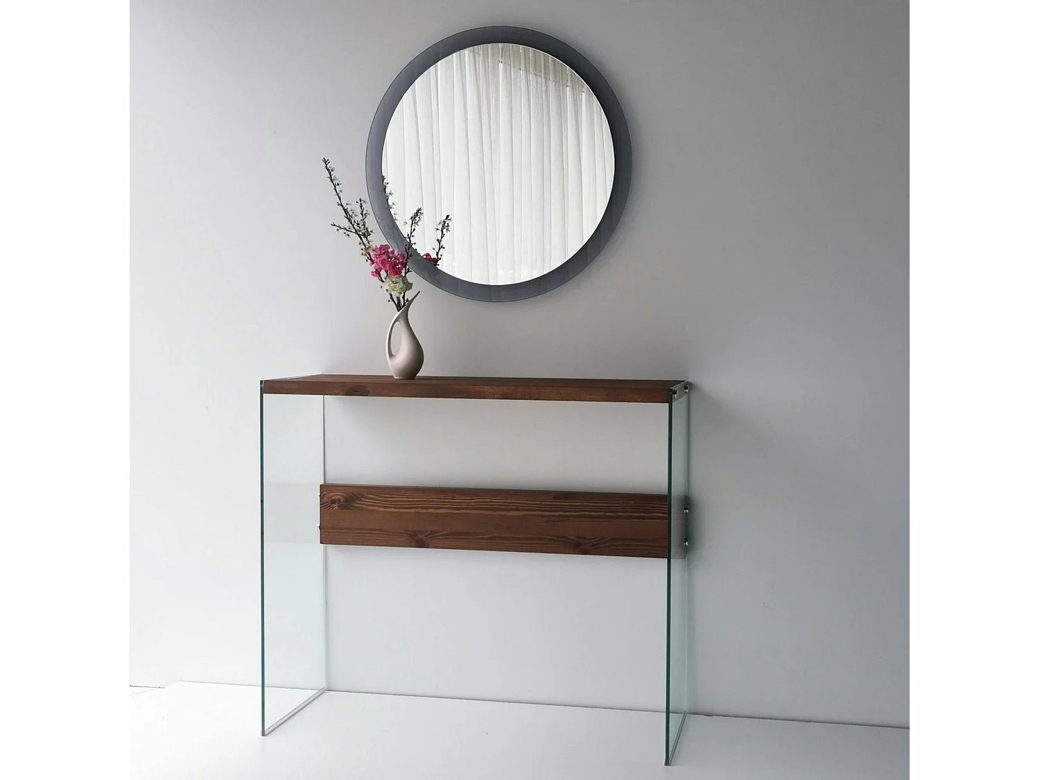 Miroir rond moderne cadre verre fumé Ø65 cm CODY