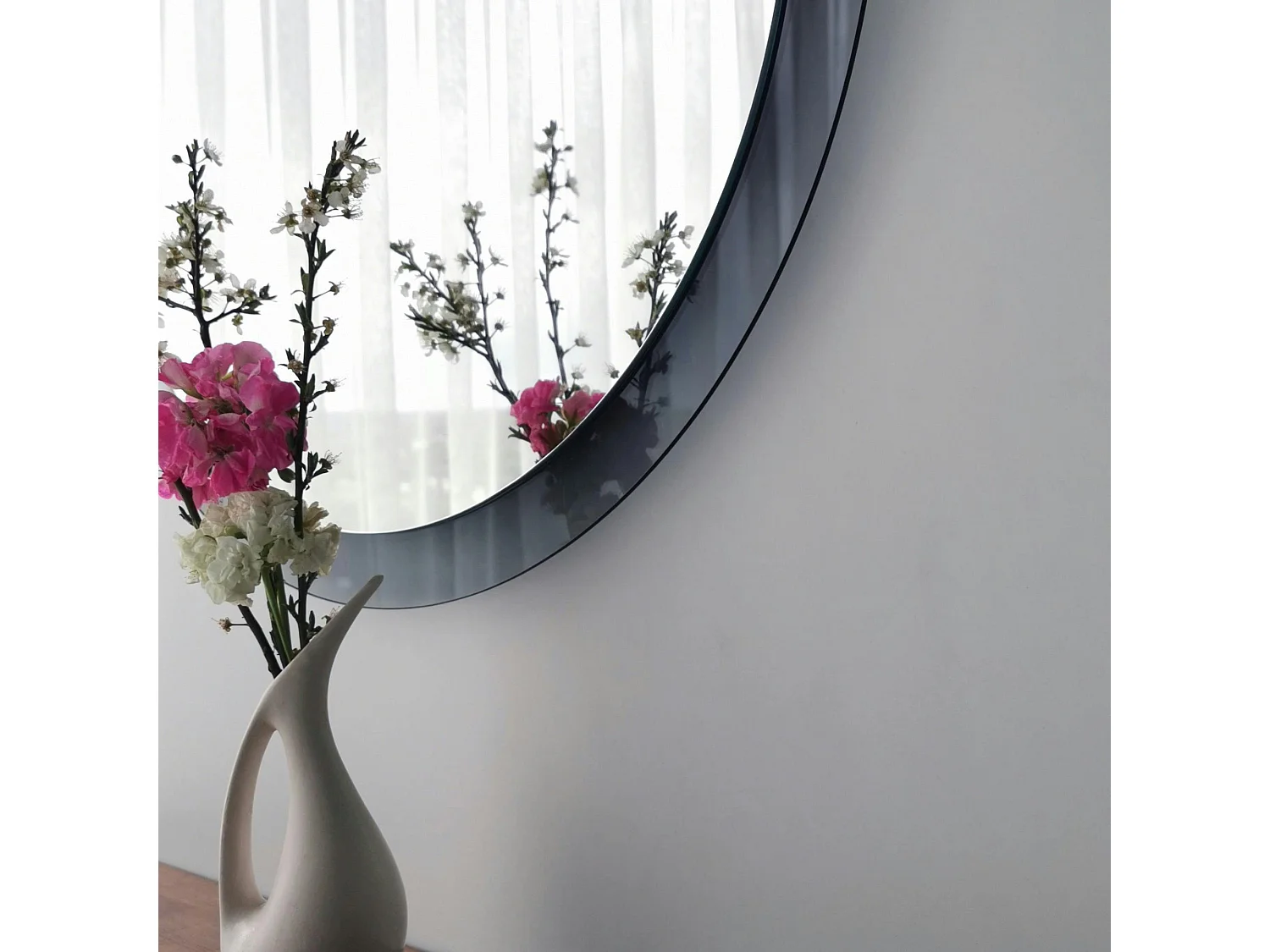 Miroir rond moderne cadre verre fumé Ø65 cm CODY