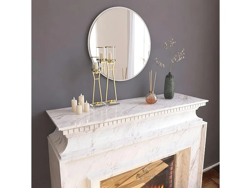 Miroir rond blanc moderne avec fin cadre Ø60 cm CODY