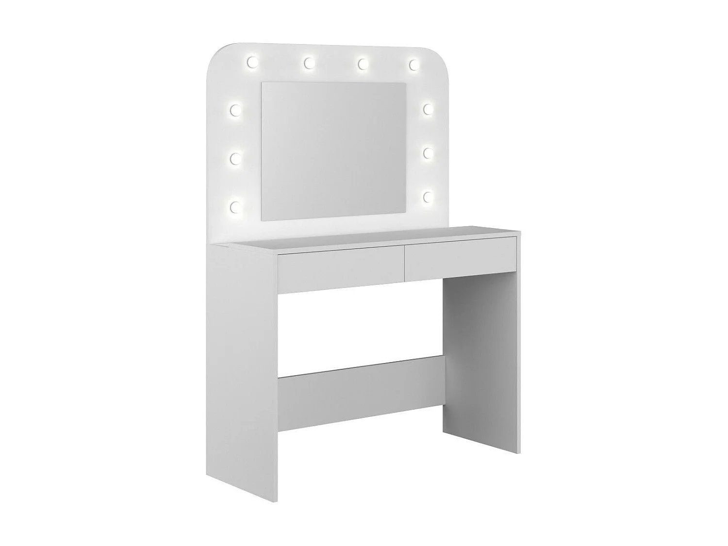 Tocador de maquillaje de 142x100x42 con espejo, 10 luces y almacenaje en blanco Holly