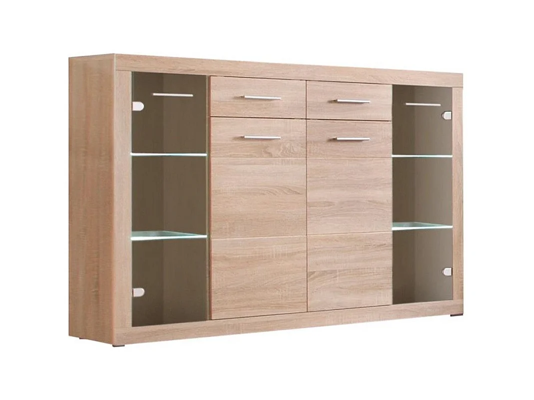 Aparador de salón-comedor de 105,2x151,5x40,1 cm con 4 puertas y 2 cajones beige Elijah