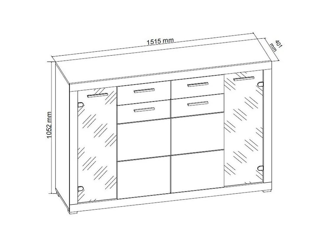 Aparador de salón-comedor de 105,2x151,5x40,1 cm con 4 puertas y 2 cajones beige Elijah