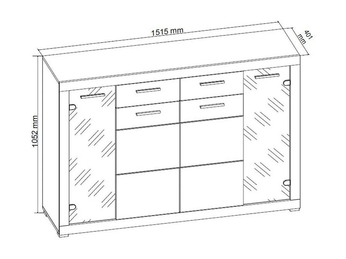 Aparador de salón-comedor de 105,2x151,5x40,1 cm con 4 puertas y 2 cajones beige Elijah