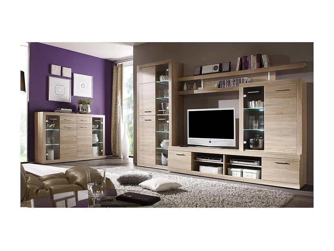 Aparador de salón-comedor de 105,2x151,5x40,1 cm con 4 puertas y 2 cajones beige Elijah