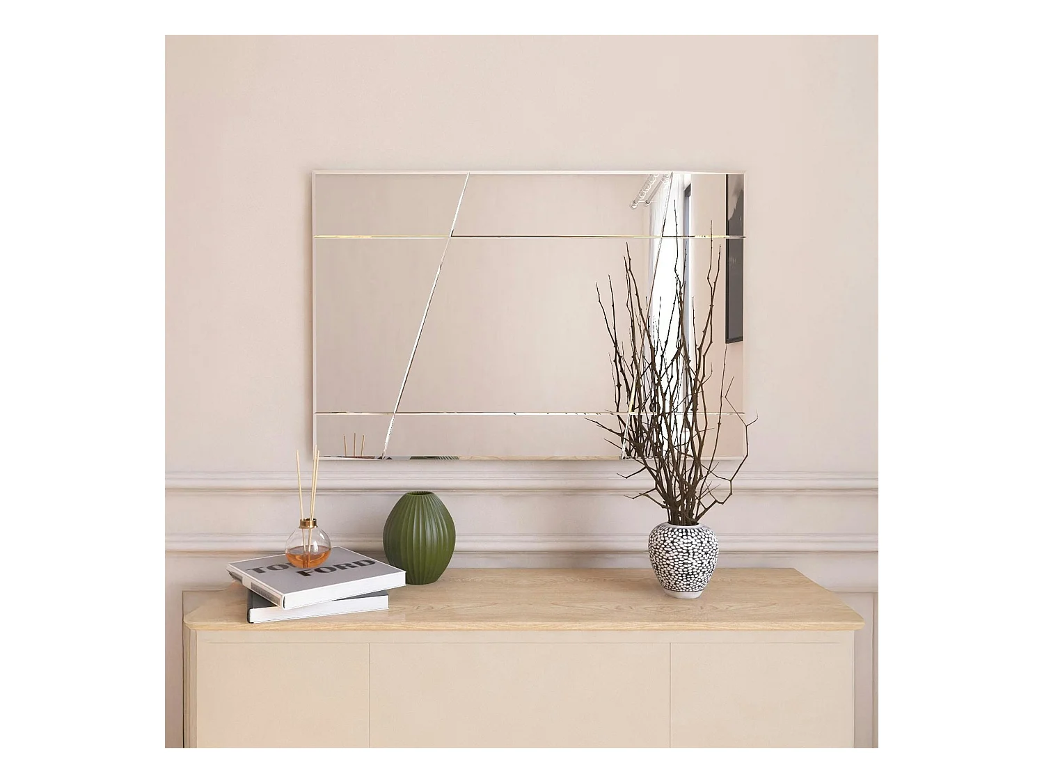 Miroir rectangulaire mural 75 cm - design gravé CODY