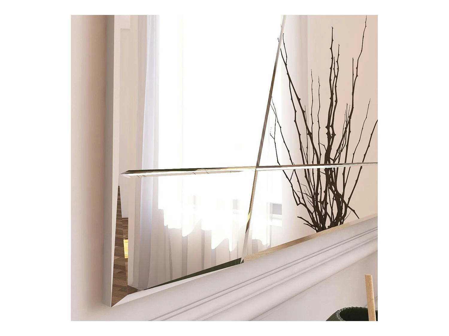 Miroir rectangulaire mural 75 cm - design gravé CODY