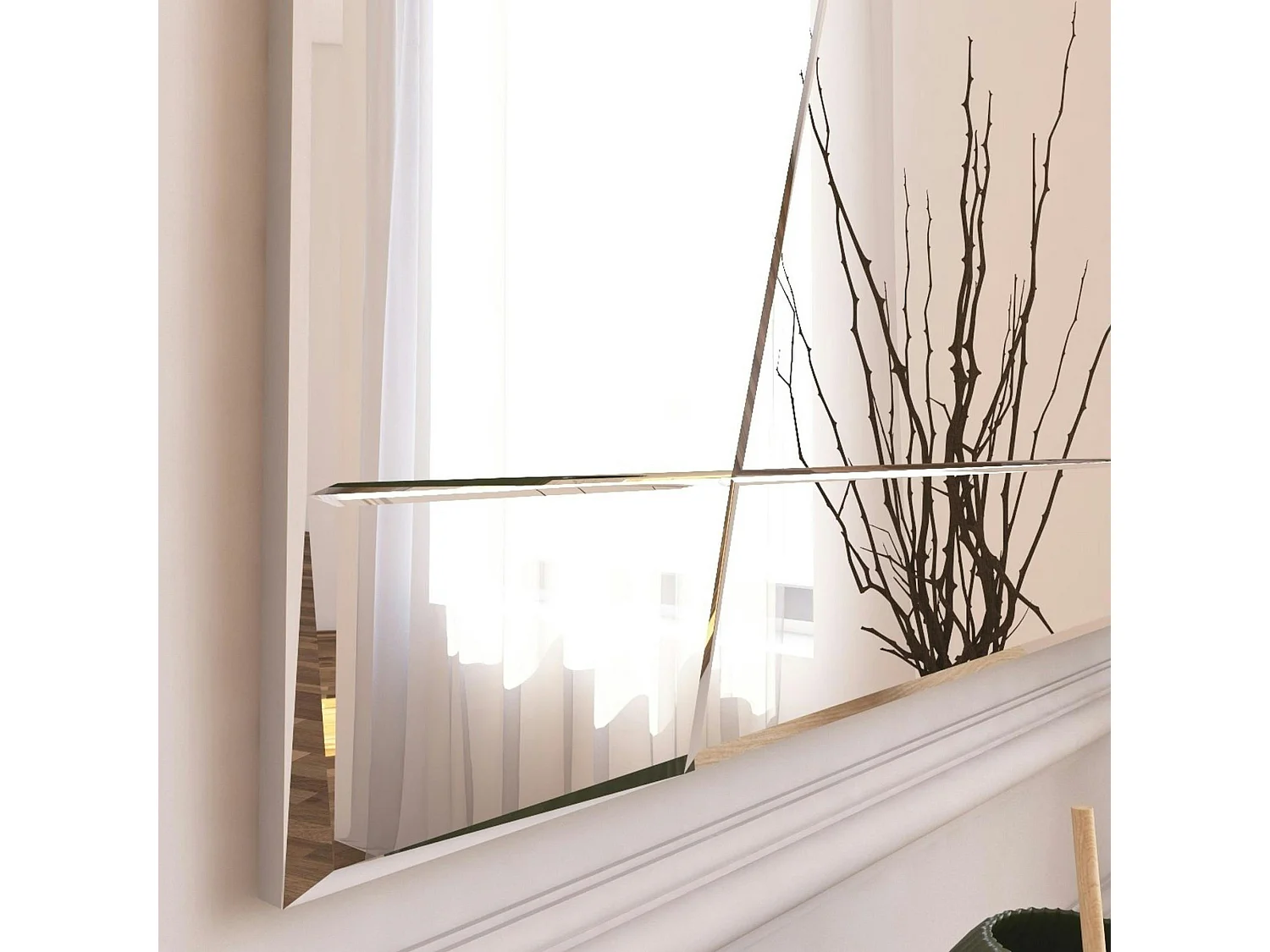 Miroir rectangulaire mural 75 cm - design gravé CODY