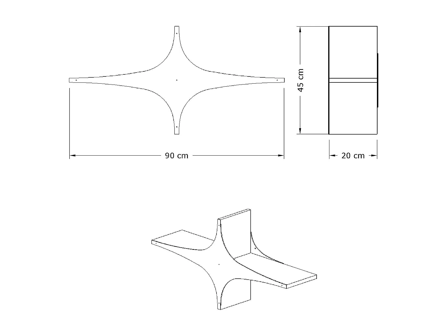Étagère murale design noir & blanc - étoile stylisée MARFA