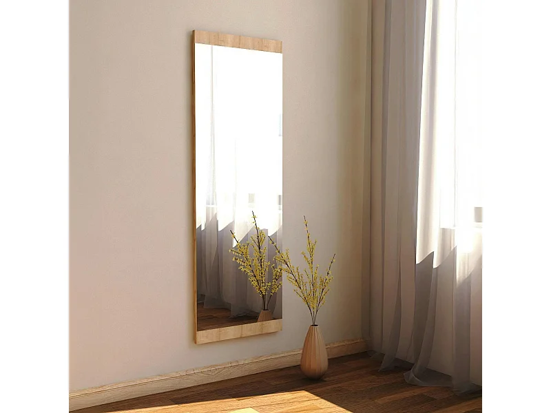 Miroir rectangulaire effet bois clair 120 cm - à poser ou suspendre CODY