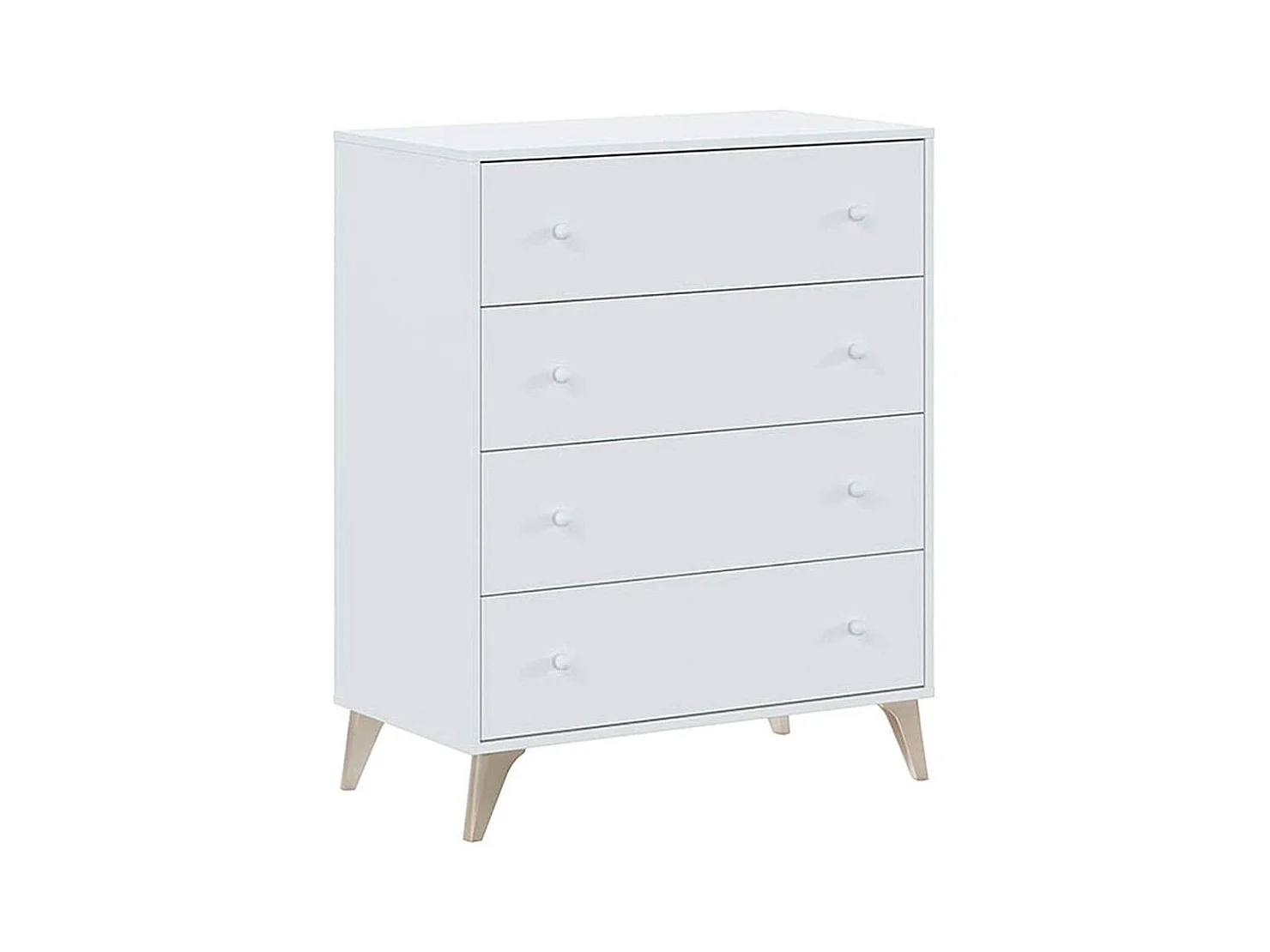 Cómoda de 4 cajones de 95x77,5x40 cm de aglomerado de alta densidad en color blanco Candy