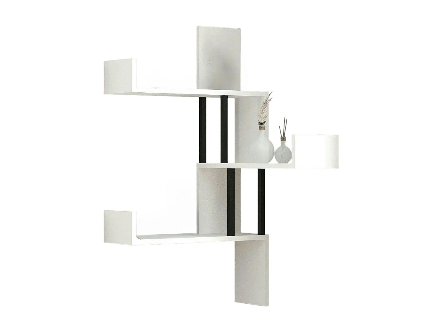 Étagère murale d’angle blanche - design, 3 plateaux JENA
