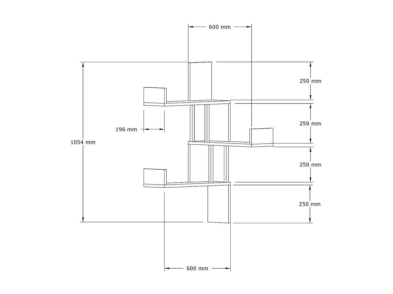 Étagère murale d’angle blanche - design, 3 plateaux JENA