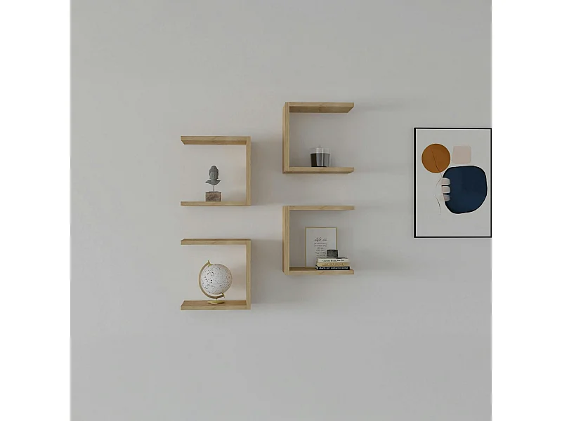 Etagère murale modulable effet bois forme U (lot de 4) MARFA