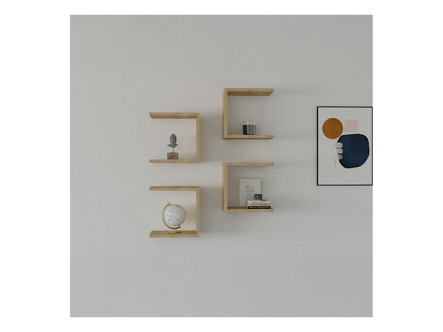 Etagère murale modulable effet bois forme U (lot de 4) MARFA