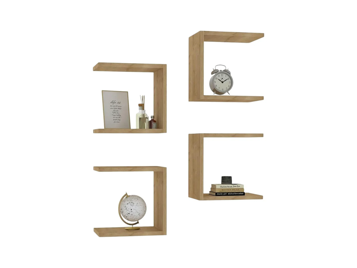 Etagère murale modulable effet bois forme U (lot de 4) MARFA
