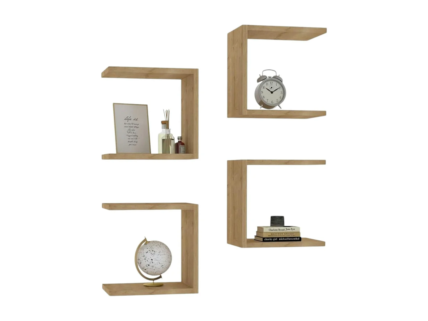 Etagère murale modulable effet bois forme U (lot de 4) MARFA