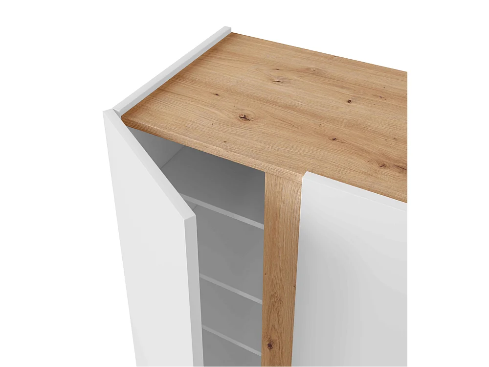 Zapatero con 2 puertas y 6 estantes regulables de 102x57x35 cm en blanco y beige Ébano