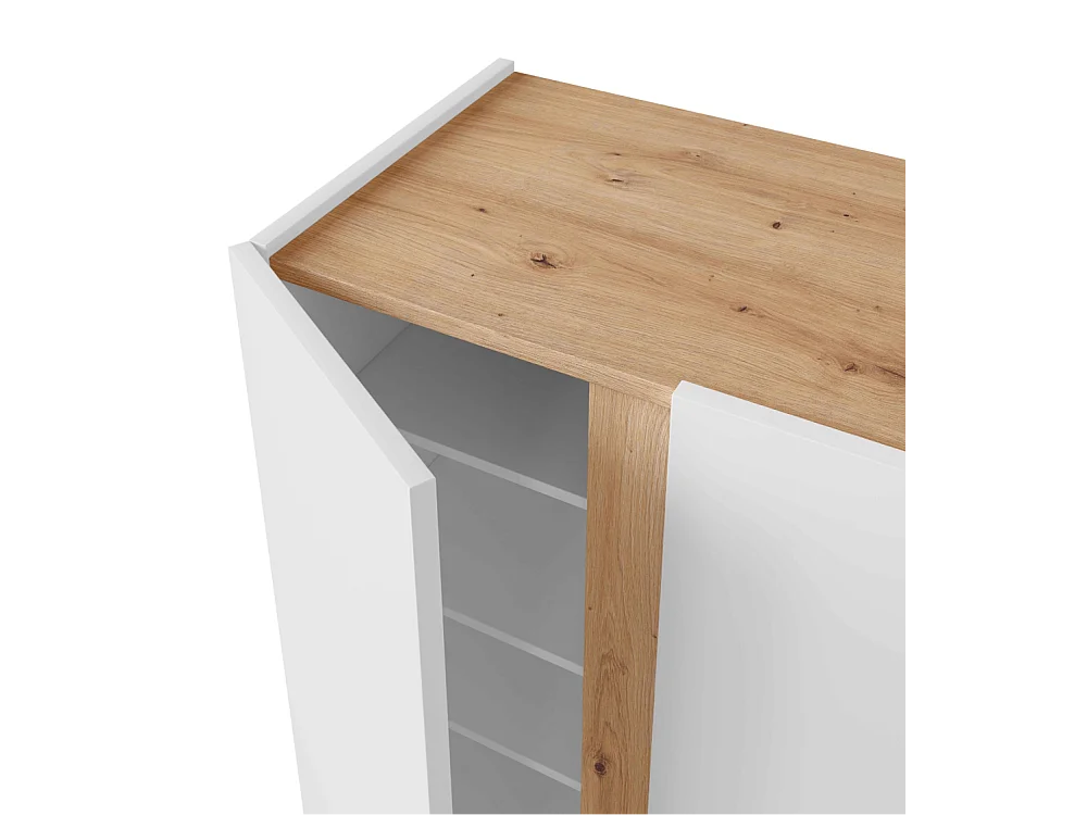 Zapatero con 2 puertas y 6 estantes regulables de 102x57x35 cm en blanco y beige Ébano