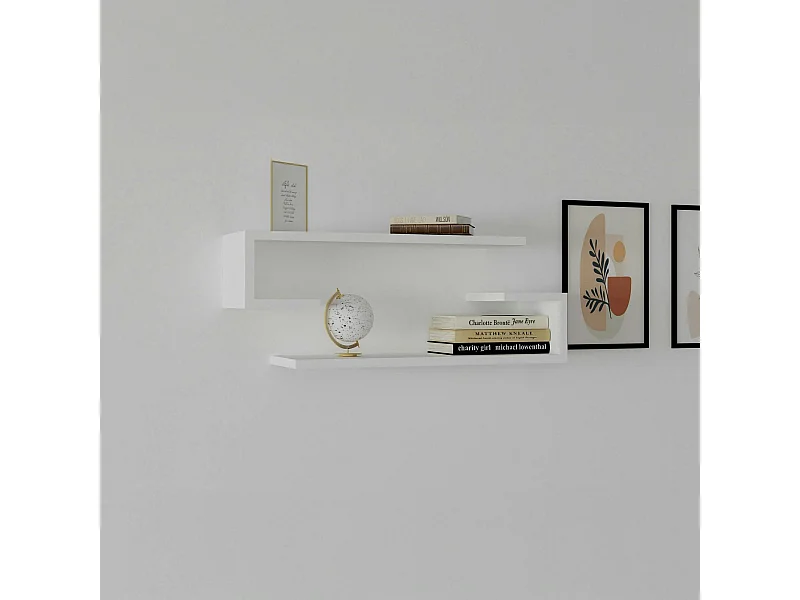 Étagère murale blanche avec retour (lot de 2) MARFA