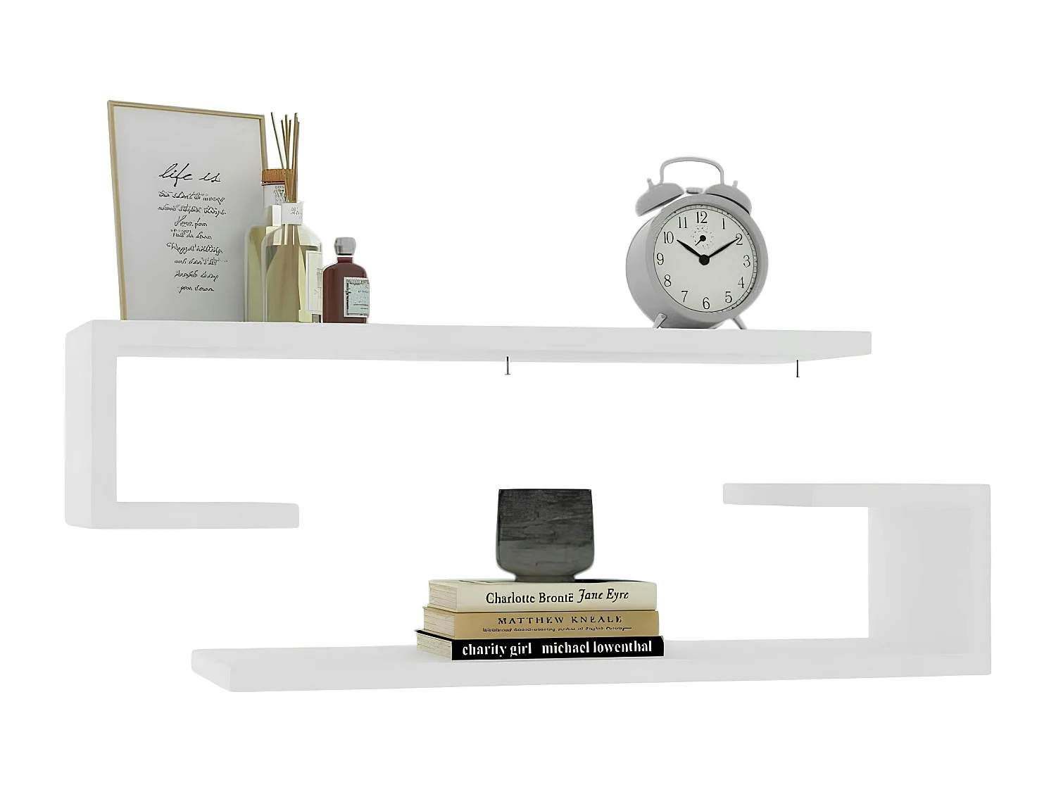 Étagère murale blanche avec retour (lot de 2) MARFA