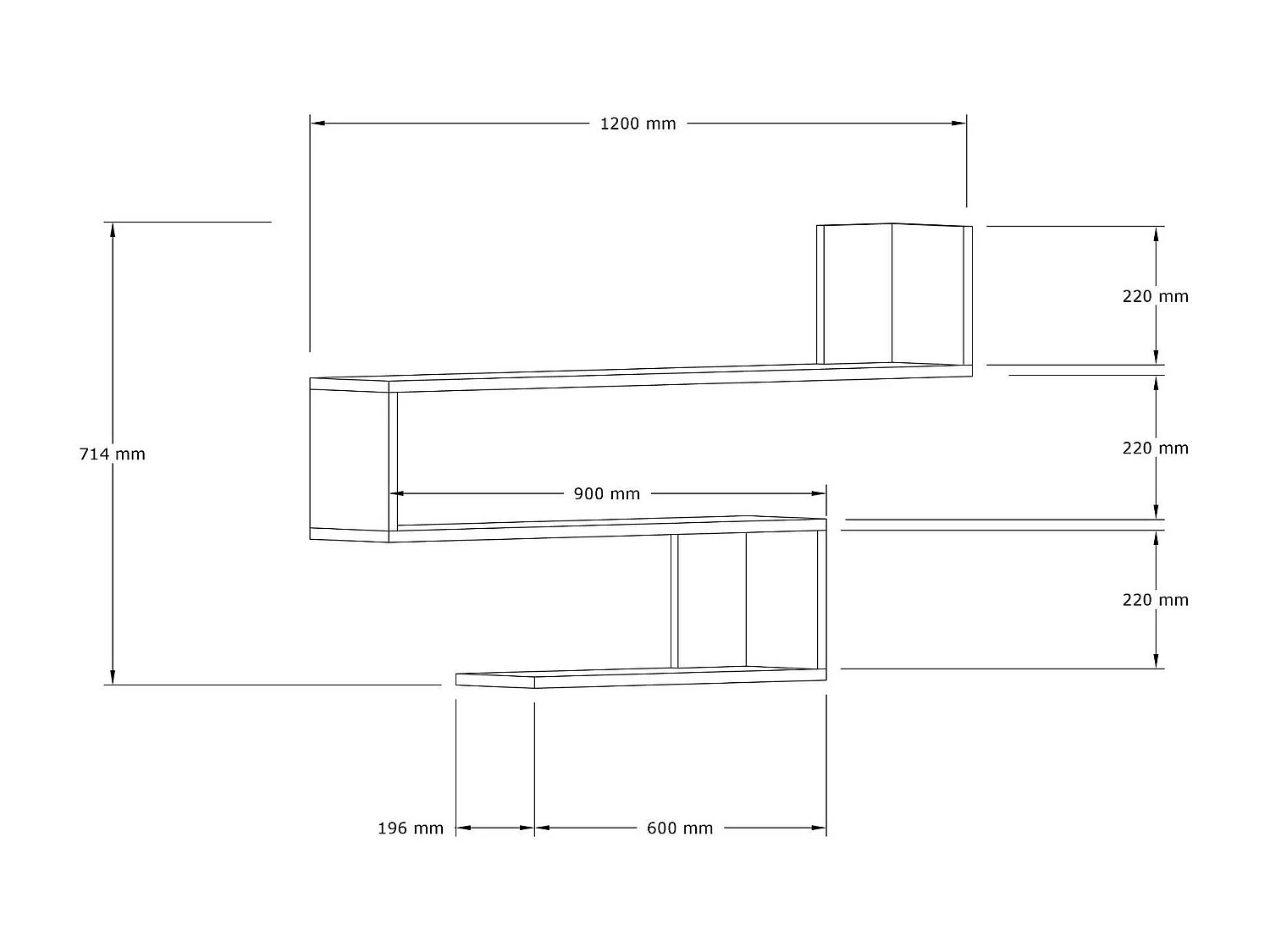 Étagère murale design effet bois clair en zigzag MARFA