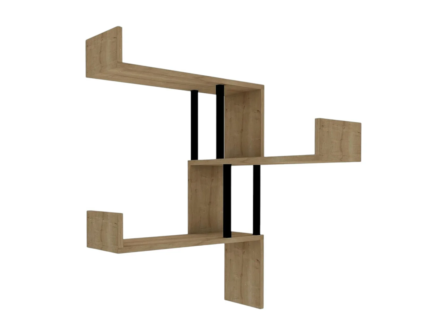 Étagère murale d’angle effet bois clair - 3 plateaux JENA