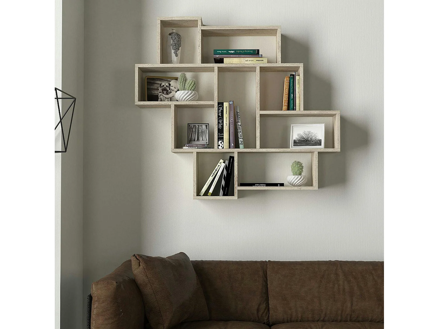 Etagère murale design 9 niches effet travertin MARFA