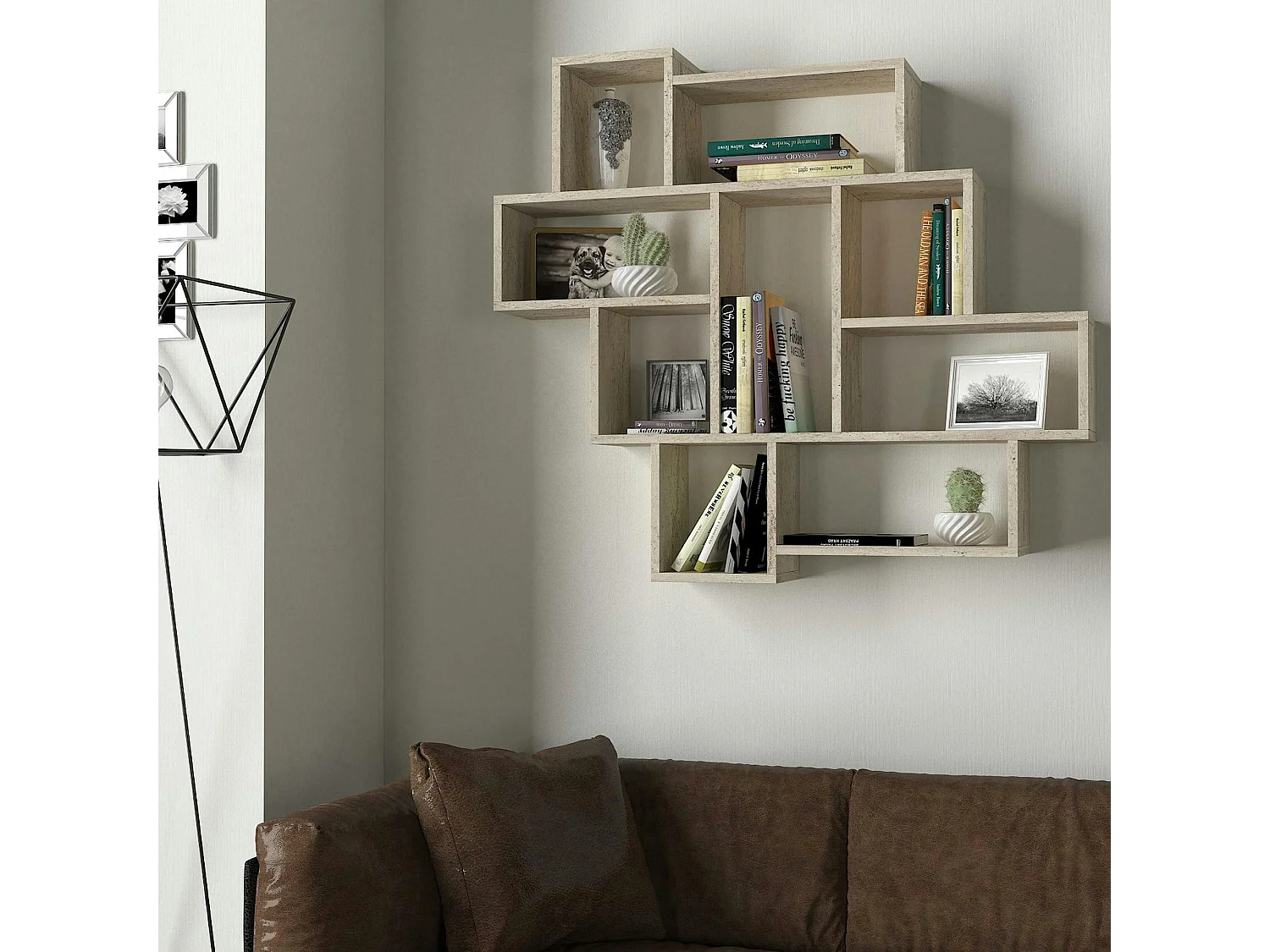 Etagère murale design 9 niches effet travertin MARFA