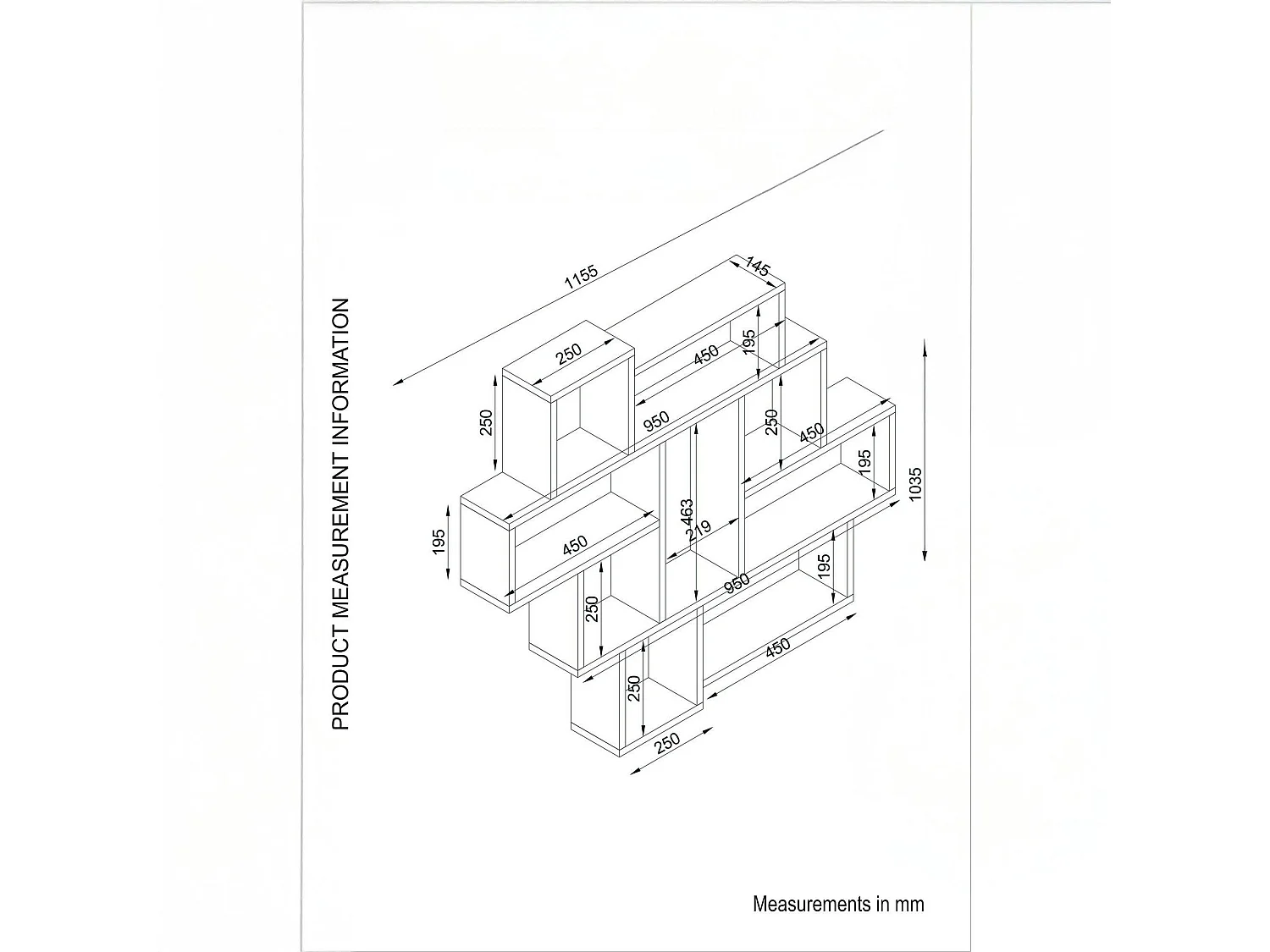 Etagère murale design 9 niches effet travertin MARFA