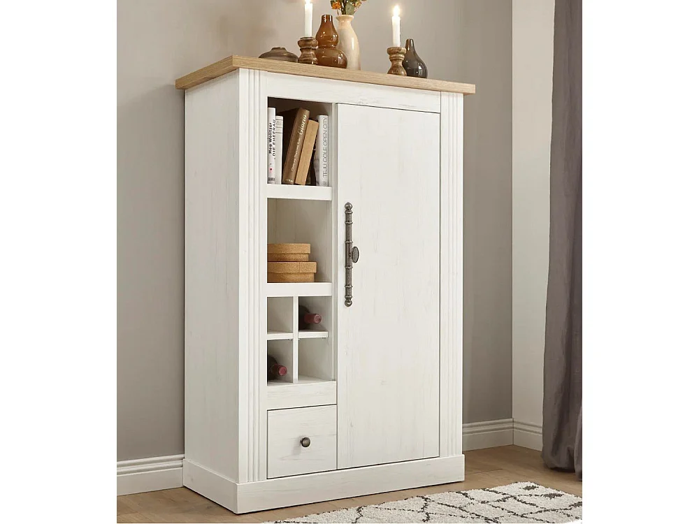 Bodeguero de almacenaje de 122x79,7x40,3 cm con guías metálicas en color blanco Markle