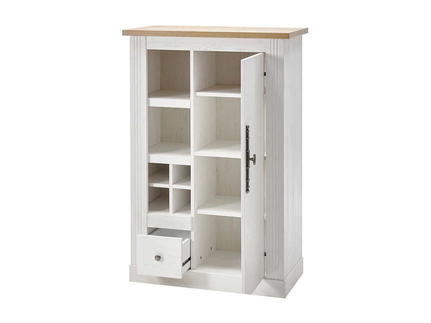 Bodeguero de almacenaje de 122x79,7x40,3 cm con guías metálicas en color blanco Markle