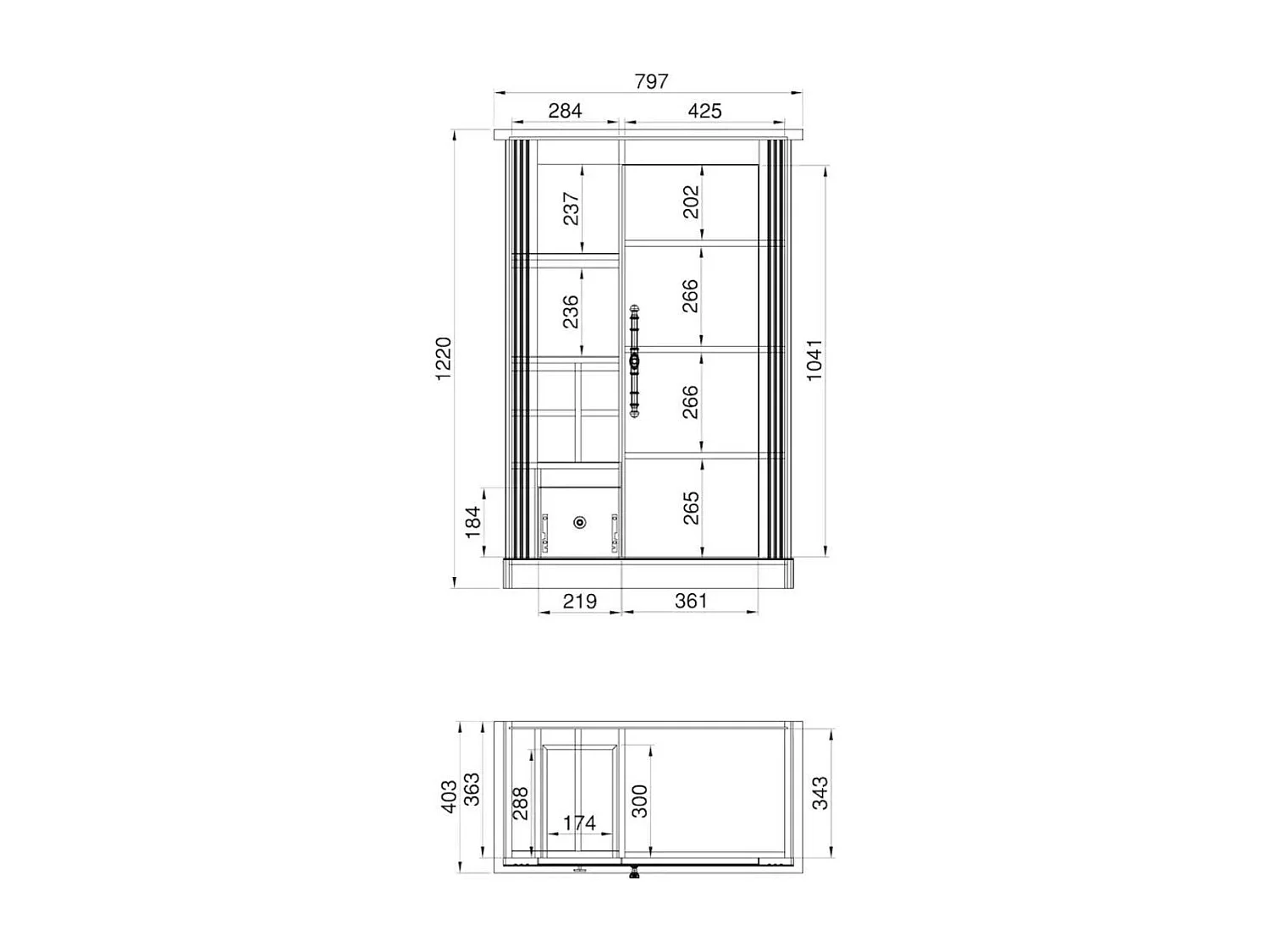 Bodeguero de almacenaje de 122x79,7x40,3 cm con guías metálicas en color blanco Markle