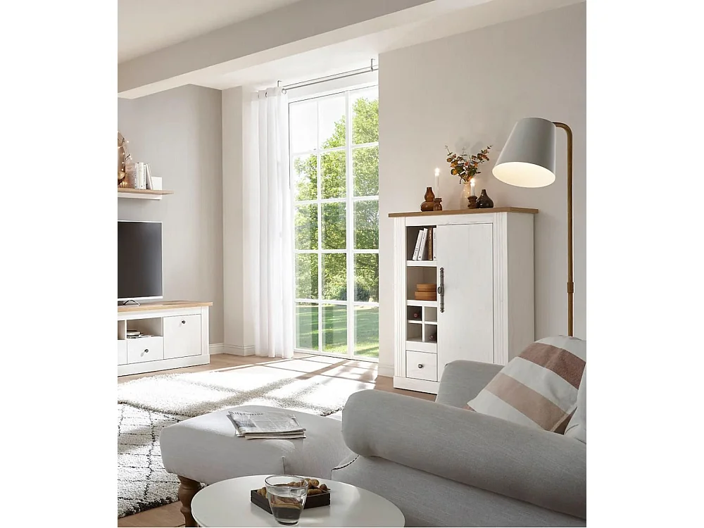 Bodeguero de almacenaje de 122x79,7x40,3 cm con guías metálicas en color blanco Markle