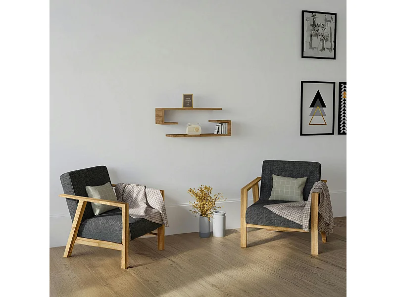 Étagère murale effet bois noyer avec retour (lot de 2) MARFA