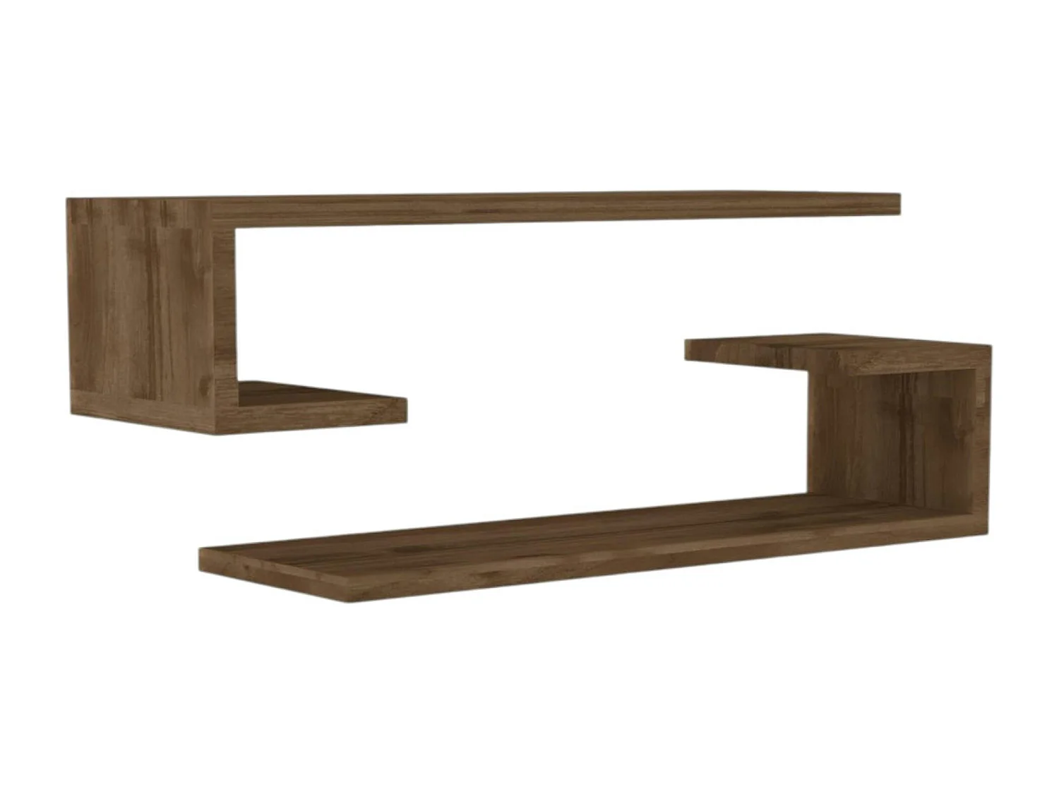 Étagère murale effet bois noyer avec retour (lot de 2) MARFA