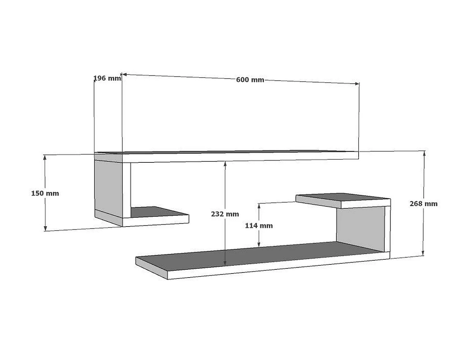 Étagère murale effet bois noyer avec retour (lot de 2) MARFA