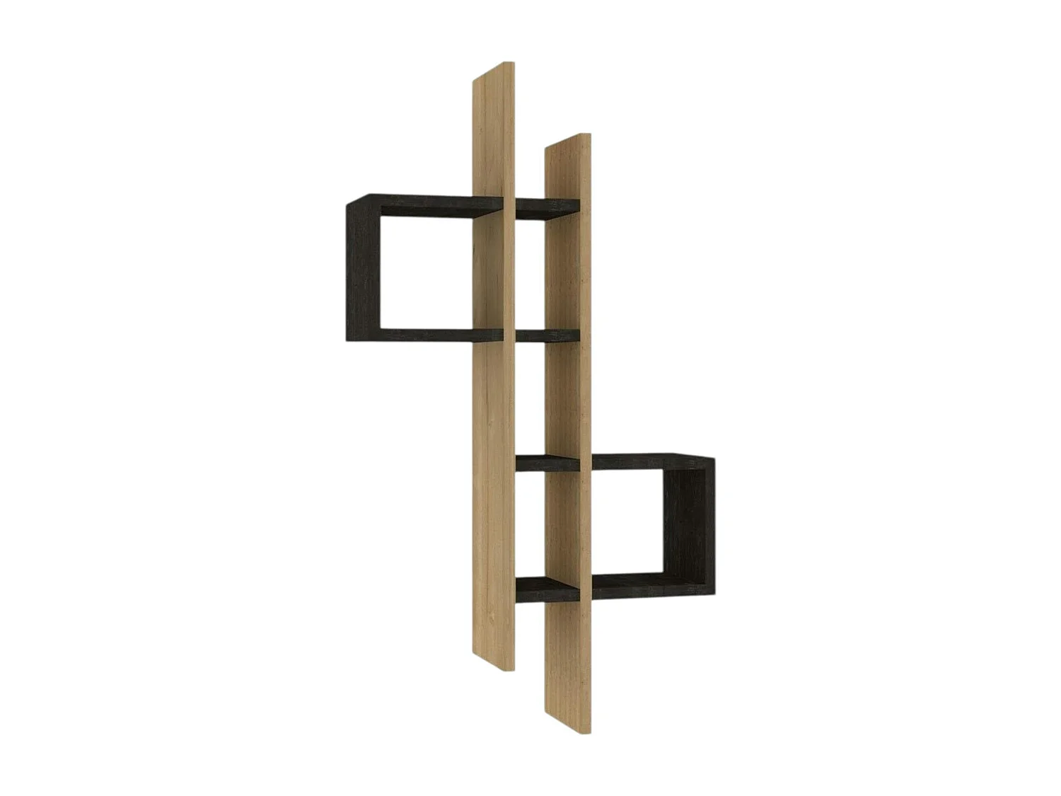 Etagère murale design bicolore, effet chêne et gris MARFA