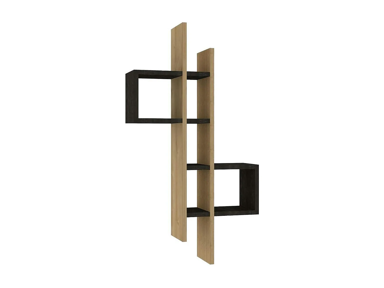 Etagère murale design bicolore, effet chêne et gris MARFA