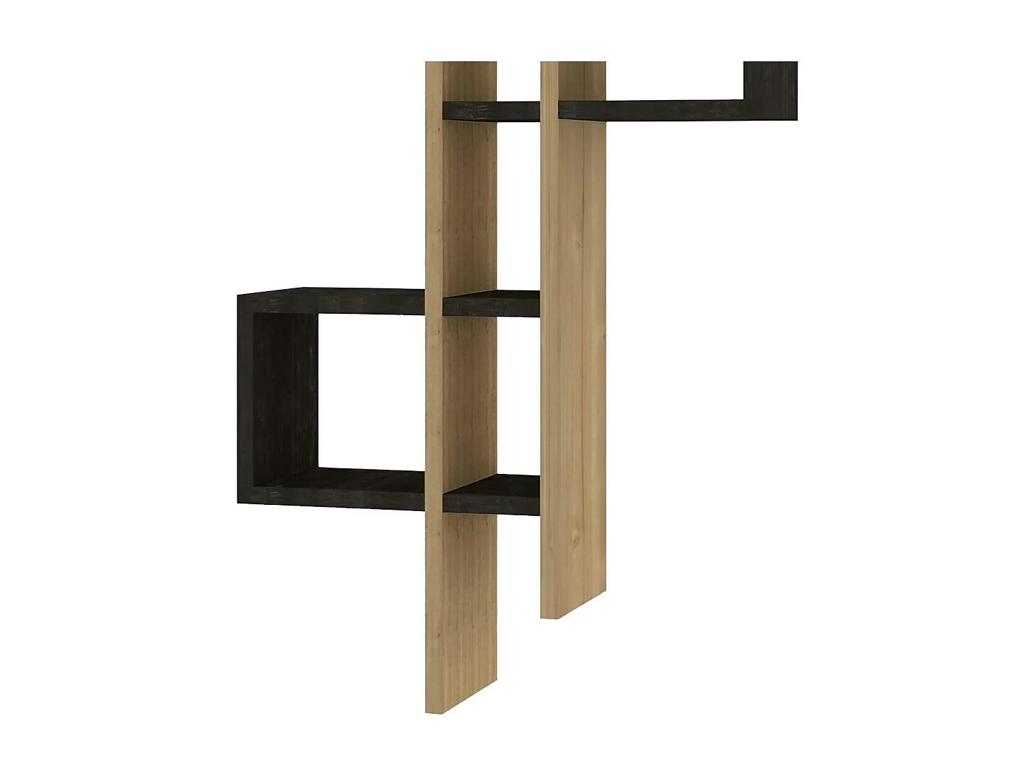 Etagère murale design bicolore, effet chêne et gris MARFA